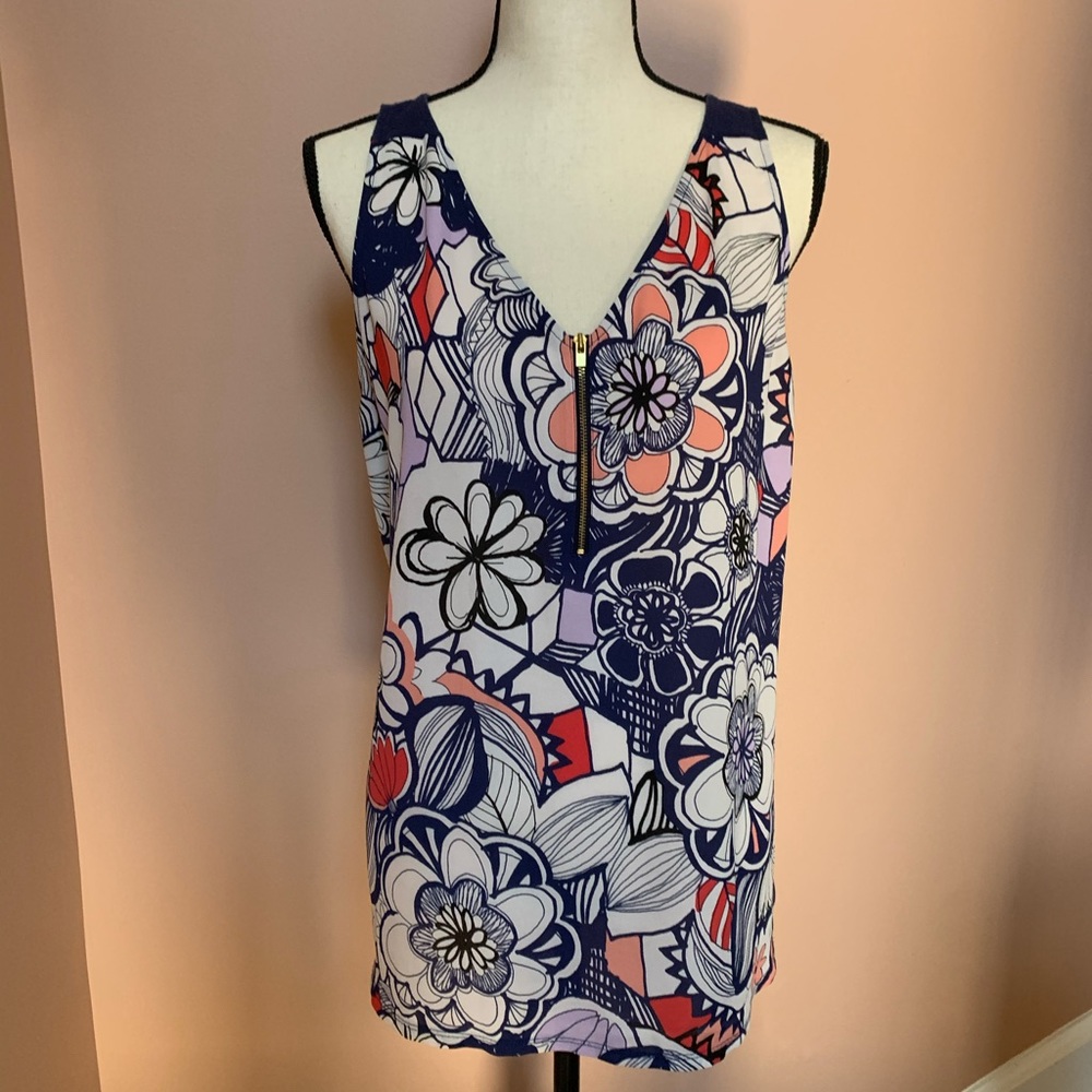 Express | Large Floral Zip Tank Top